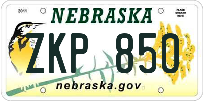 NE license plate ZKP850