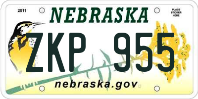 NE license plate ZKP955