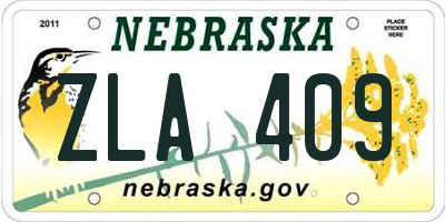 NE license plate ZLA409