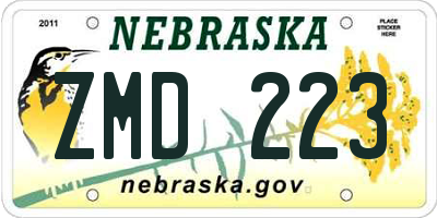 NE license plate ZMD223