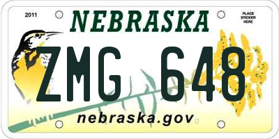 NE license plate ZMG648
