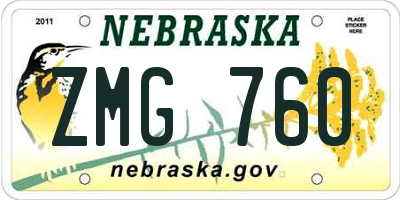 NE license plate ZMG760