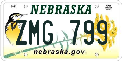 NE license plate ZMG799