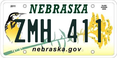 NE license plate ZMH411