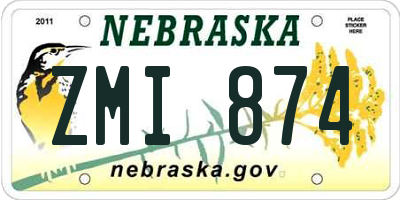 NE license plate ZMI874