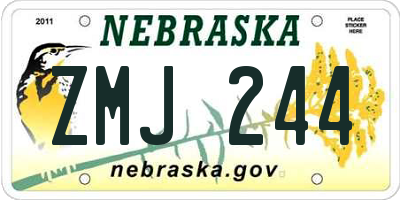 NE license plate ZMJ244