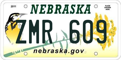 NE license plate ZMR609