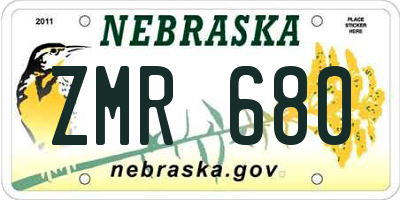 NE license plate ZMR680