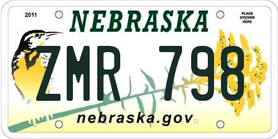NE license plate ZMR798