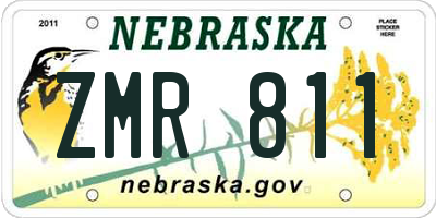 NE license plate ZMR811