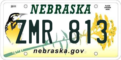 NE license plate ZMR813
