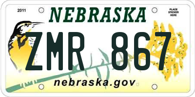 NE license plate ZMR867