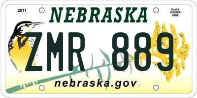 NE license plate ZMR889