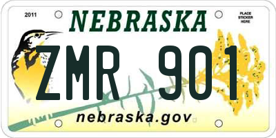 NE license plate ZMR901
