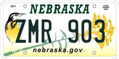 NE license plate ZMR903