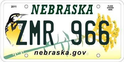 NE license plate ZMR966