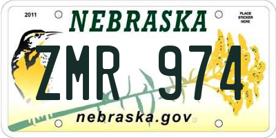 NE license plate ZMR974