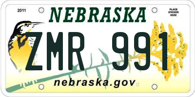 NE license plate ZMR991