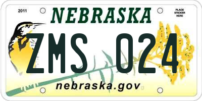 NE license plate ZMS024