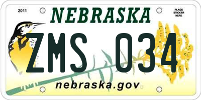 NE license plate ZMS034