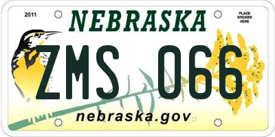 NE license plate ZMS066