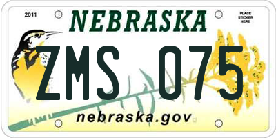 NE license plate ZMS075