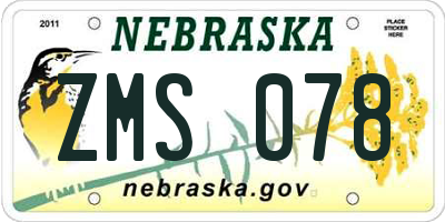 NE license plate ZMS078