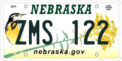 NE license plate ZMS122