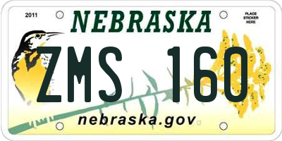 NE license plate ZMS160