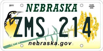NE license plate ZMS214