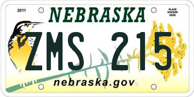 NE license plate ZMS215
