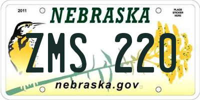 NE license plate ZMS220