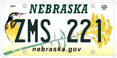 NE license plate ZMS221
