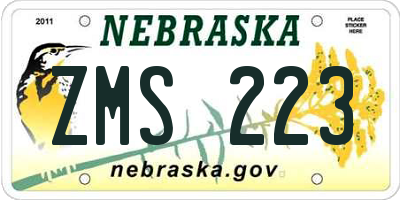 NE license plate ZMS223