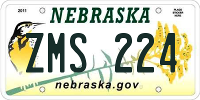 NE license plate ZMS224