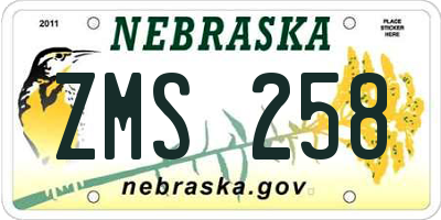 NE license plate ZMS258