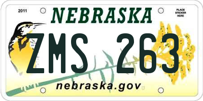 NE license plate ZMS263