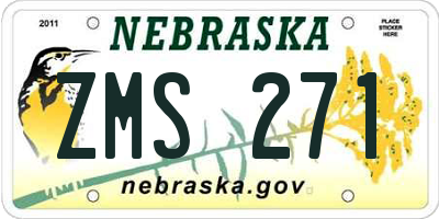 NE license plate ZMS271