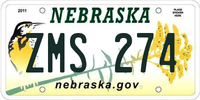 NE license plate ZMS274
