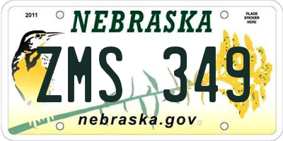 NE license plate ZMS349