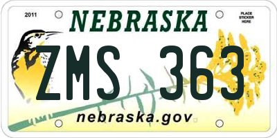 NE license plate ZMS363
