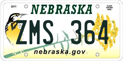 NE license plate ZMS364