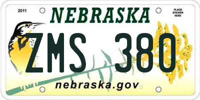 NE license plate ZMS380
