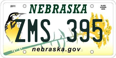 NE license plate ZMS395