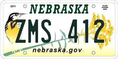 NE license plate ZMS412