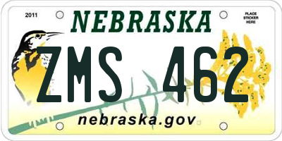 NE license plate ZMS462