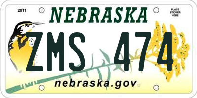 NE license plate ZMS474