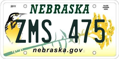 NE license plate ZMS475