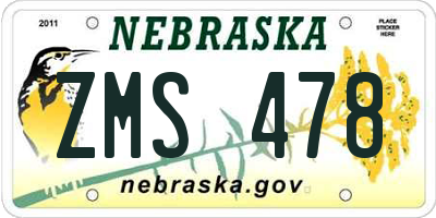 NE license plate ZMS478