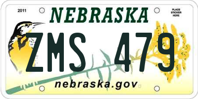 NE license plate ZMS479